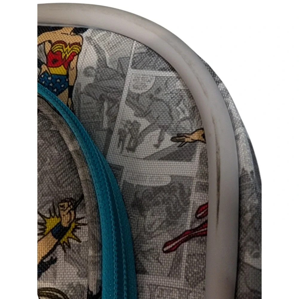 Pottery Barn Kids Wonder Woman Rolling Suitcase Comic Print Luggage Grey Blue